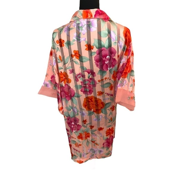 Vintage VS Embroidered Floral Chiffon Kimono M - Picture 5 of 12